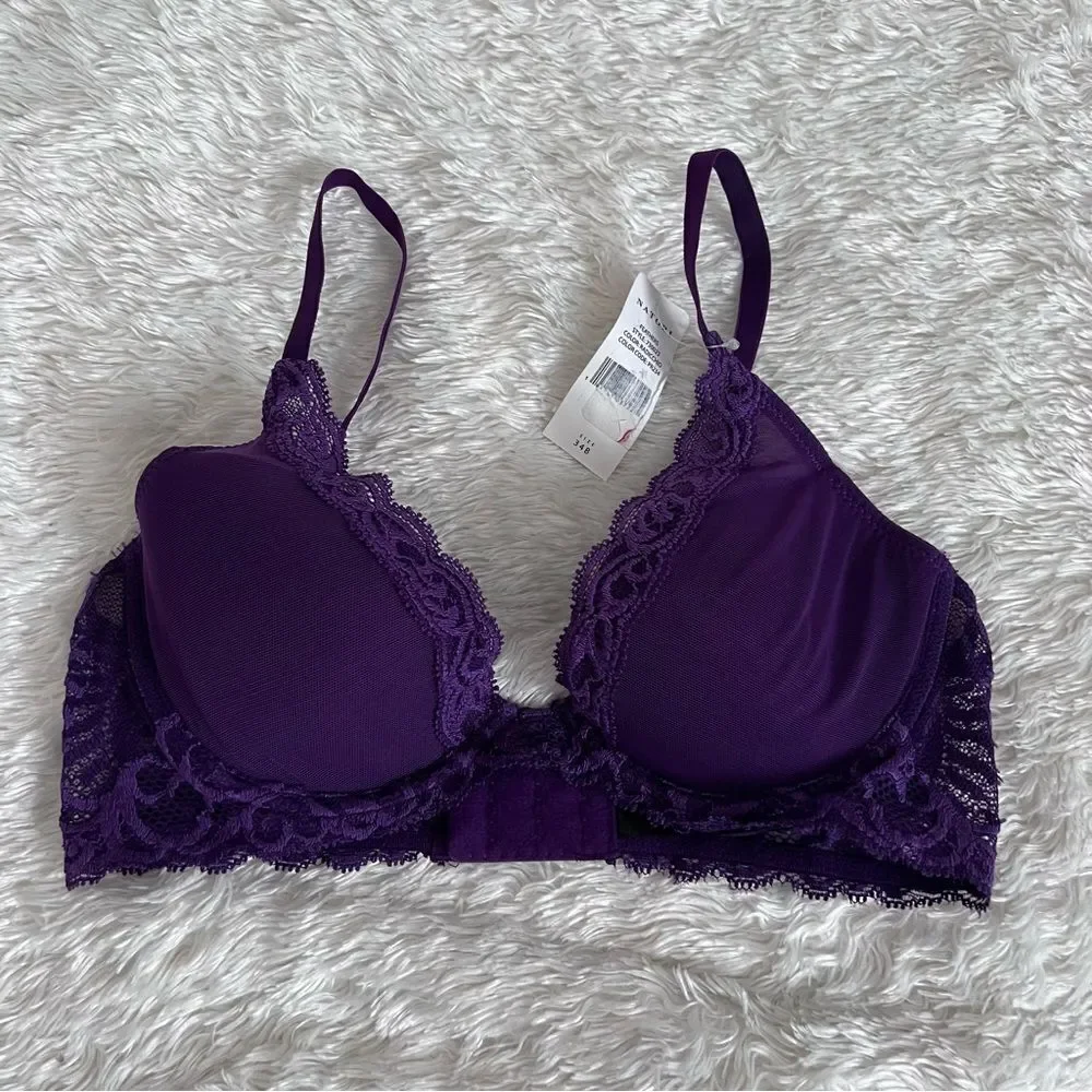 Natori Feathers Full Figure Contour Underwire Bra 34B Raddichio NEW MSRP $68
